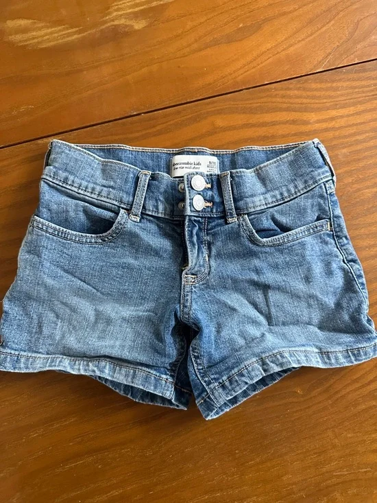 abercrombie kids blue denim double-button shorts - Picture 1 of 3
